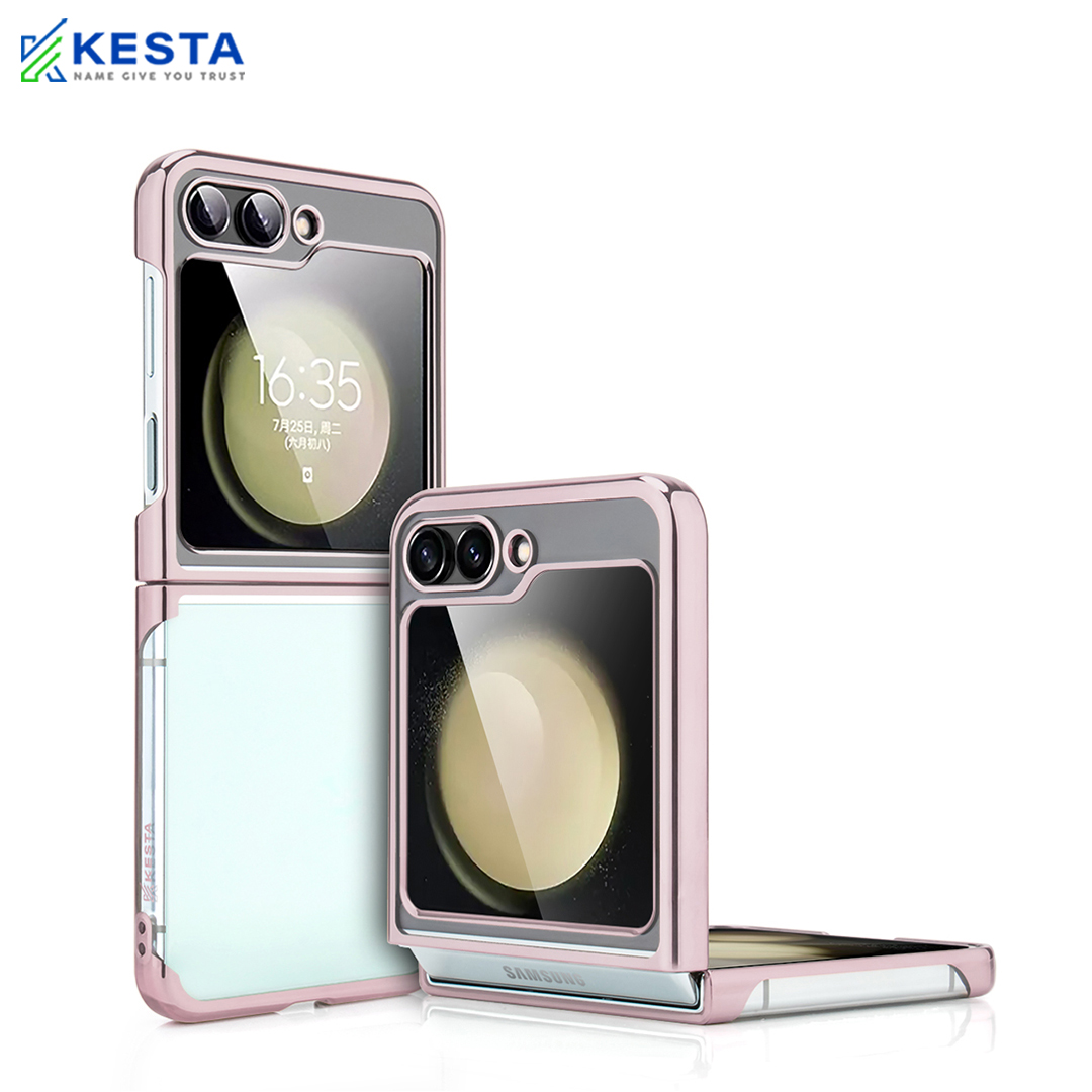 Samsung Z Flip 5 Cover - Noble Light Pink Transparent Case (Drop Protection)